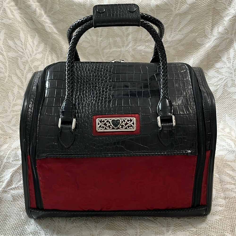 Brighton Black and Red Croc-Embossed Bag